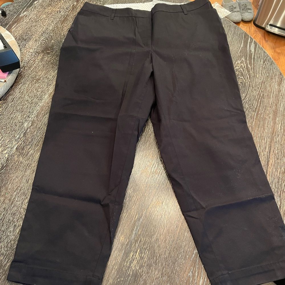 Talbots Black Perfect Crop Slim Leg Capri Pants sz 16W NWT
